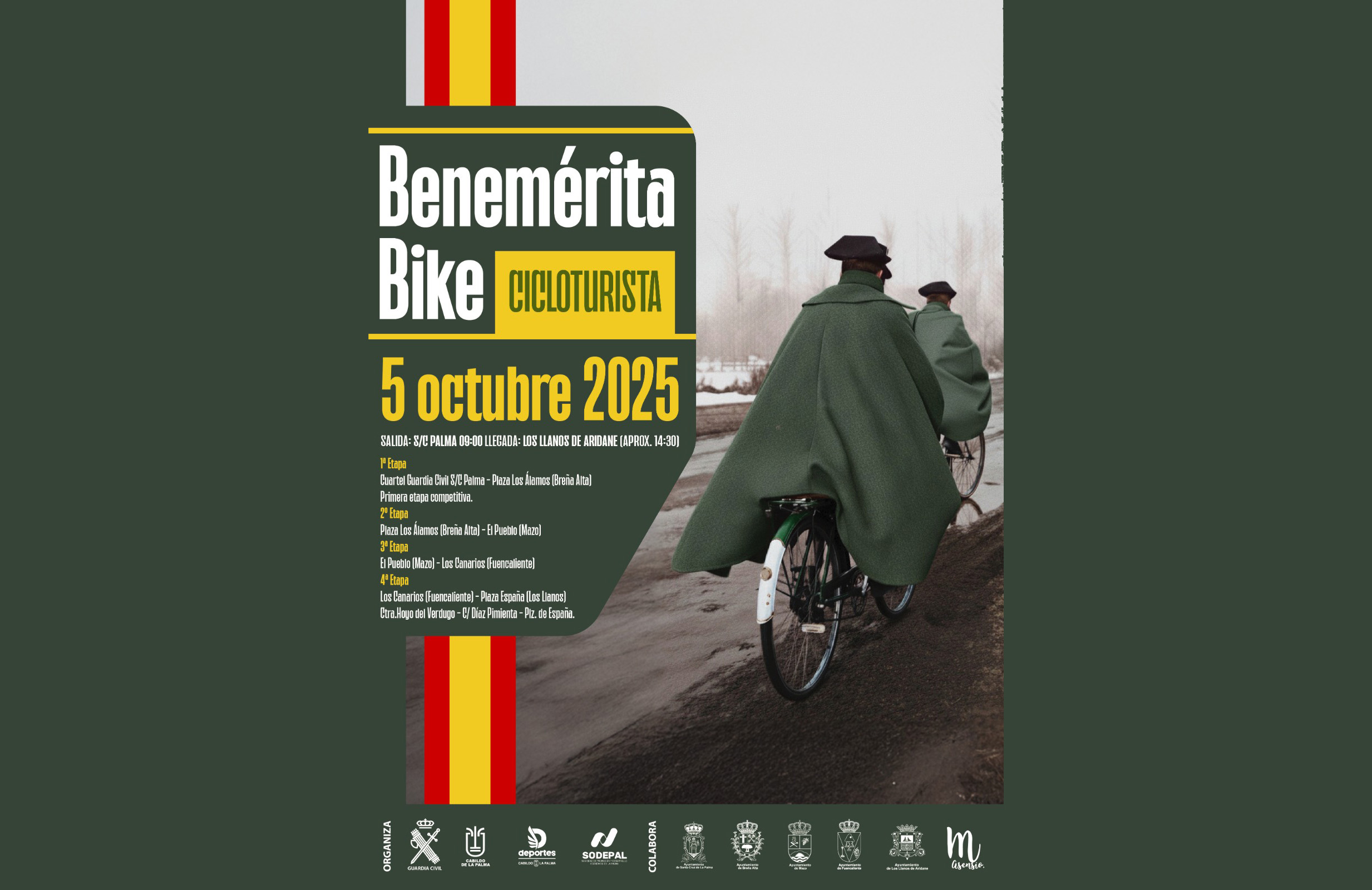 CARTEL CARRERA SOLIDARIA GUARDIA CIVIL BENEMÉRITA BIKE LA PALMA